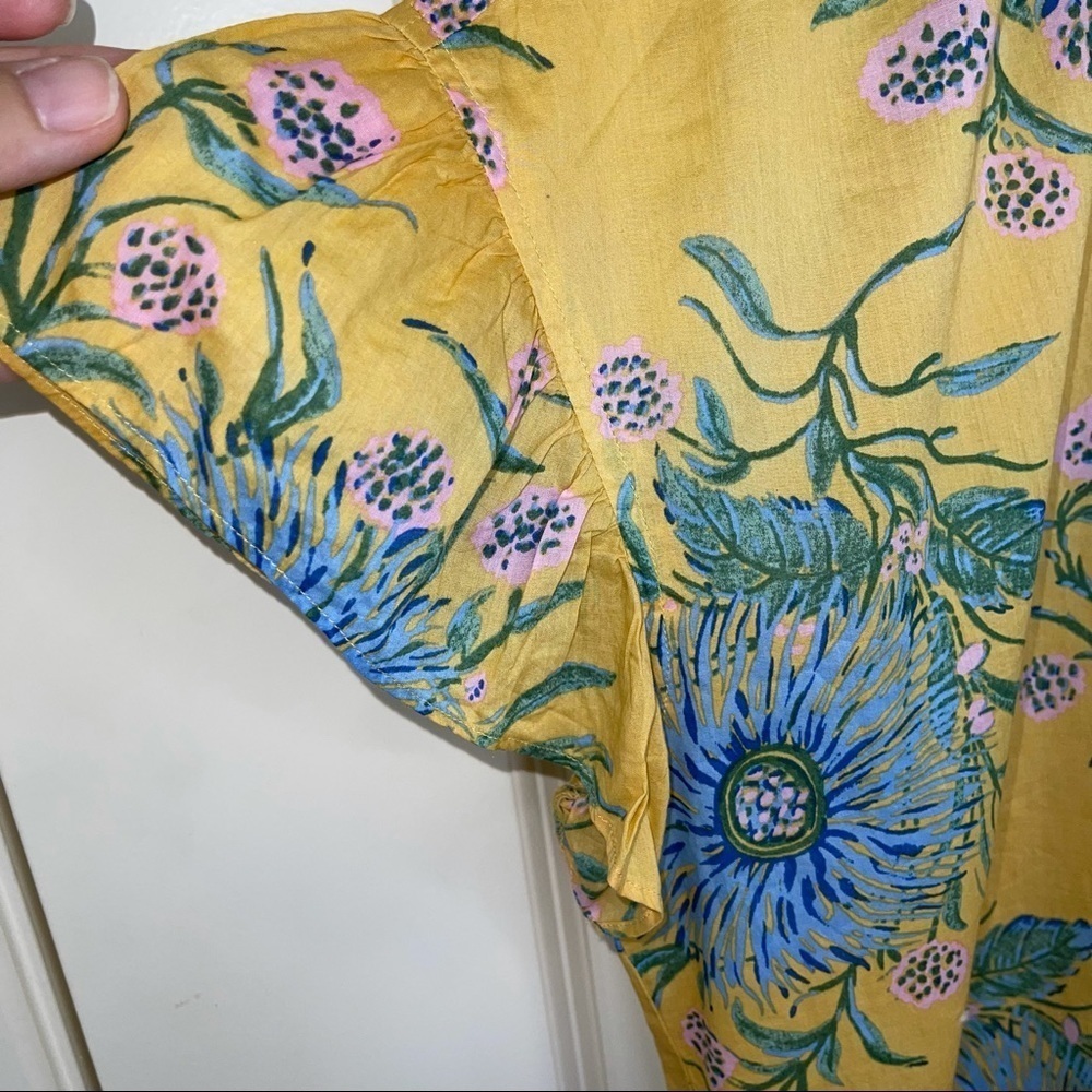 Madewell Ruffle Sleeve Button Down Top Painted Blooms XXS - Picture 7 of 16